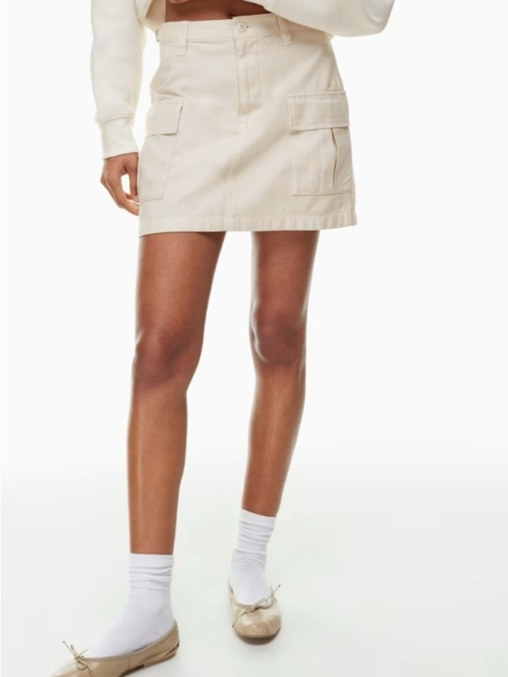 Aritzia TNA Cream Supply Cargo Mini Skirt Size 6